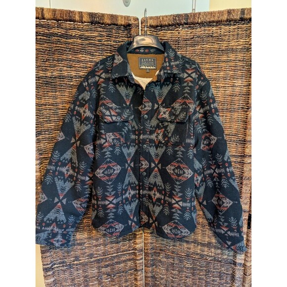 Jach's Mens Fleece Lined Wool Blend Coat XXL Southwestern Aztec Western Shacket - Picture 1 of 9